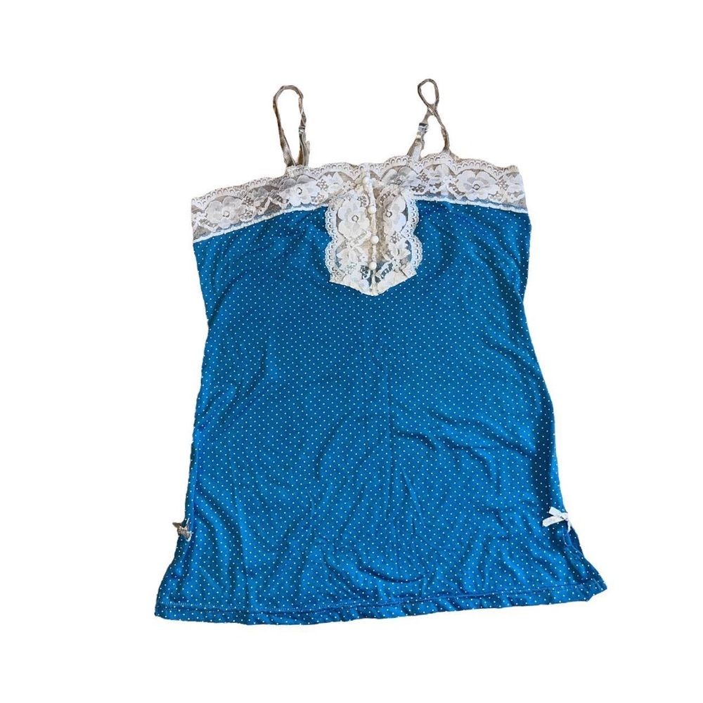 Y2K Polka Dot Cami Tank + Lace Blue White Size S / M